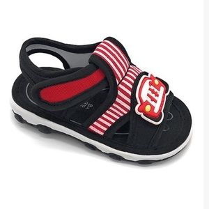 Little Star Baby Squeaker Sandals Red/Wht Stripe